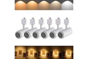 Ajbvp 5Color LED Track Lighting Heads 12W Dimmable,Zoomable Beam15°/24°/36°/45°/60°,2700K/3000K/3500K/4000K/5000K,Single Circuit H Track Lighting Heads Ceiling Fixtures Art Lighting(6 Pack-White)