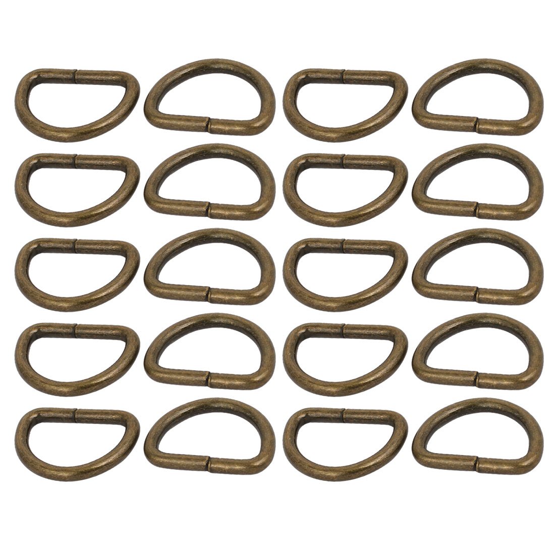 Sourcingmap 20mm Inner Width Metal Half Round Shaped Non Welded D Ring Bronze Tone 20pcs