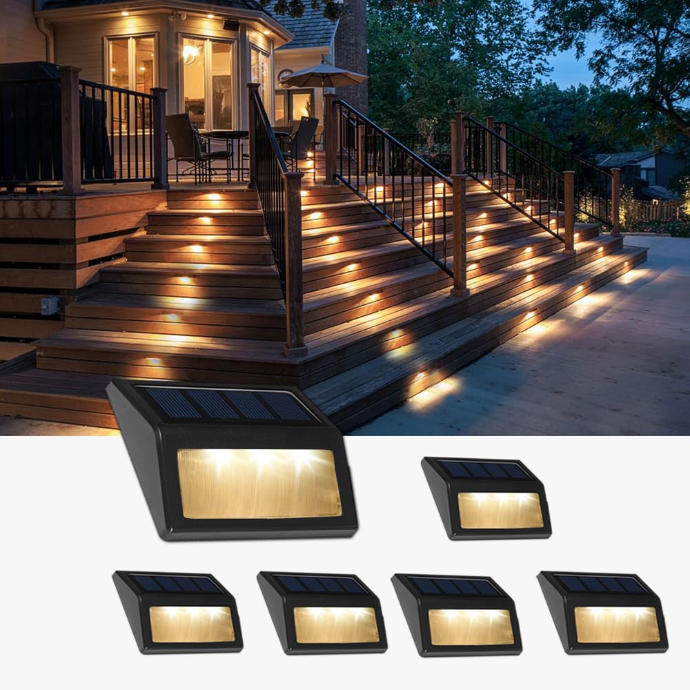 Photo 1 of **HAVE BEEN USED&**Follateas Solar Lights Outdoor, Waterproof Solar Powered Deck Step Lights for Patio Garden Backyard Garage Driveway Pathway Outside Wall Lighting (Warm White/6 Pack)