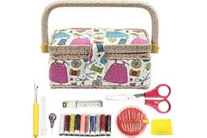 FLRHSJX Sewing Basket with Sewing Kit Accessories,Small Sewing Organizer Box with Supplies DIY Sewing Kit(Multicolored)