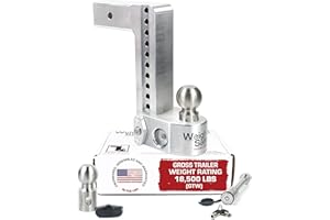 Weigh Safe Adjustable Trailer Hitch Ball Mount - 10" Drop Hitch for 2.5" Receiver w/ 2 pc Keyed Alike Lock Set, Premium Aluminum Trailer Tow Hitch w/Built in Weight Scale for Anti Sway, 18,500 lbs