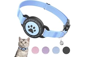 ODOKELE Airtag Cat Collar, Stretchy Kitten Collar with Apple Air Tag Holder, Lightweight and Comfortable, Ultra Elastic GPS Cat Collars for Cats Kittens and Puppies, 8-12.5 Inch, Blue