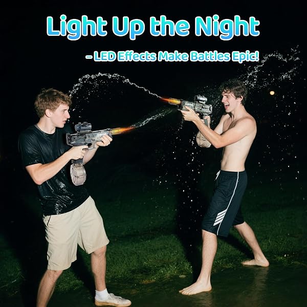 ELECTRIC TACTICAL WATER BLASTER WITH LED EFFECTS, 500ML TANK, 32FT RANGE, DUAL-MODE OPERATION FOR OUTDOOR SUMMER GAMES