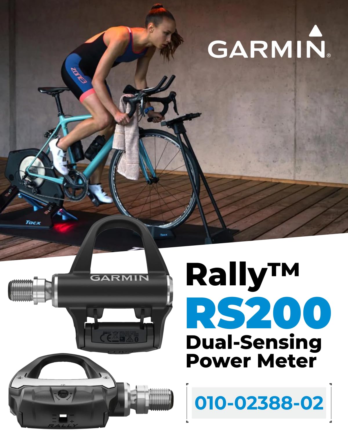 Garmin Rally RS200, Dual-sensing Power Meter, Compatible with SHIMANO SPD-SL Cleats, Black with Wearable4U Power Bank bundle