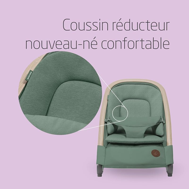 Kori Chaise Transat Bebe 2-en-1, 0-6 Mois, jusqu'à 9 kg, Baby Bouncer,Léger & Compact, Harnais Facile à Installer, Coussin Nouveau-né, Essential Graphite
