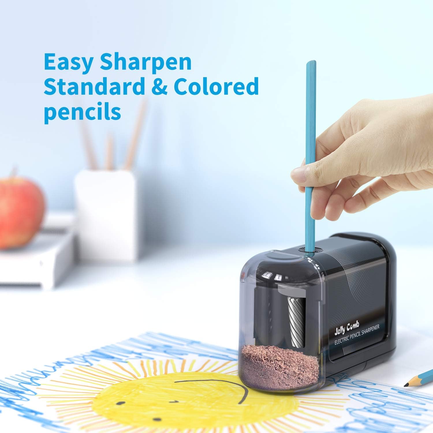 Electric Pencil Sharpener, Jelly Comb Battery Operated Pencil Sharpener(No Cord) Ideal for No.2 and Colored Pencils, Safety Design for Classroom, Home, Office, Artist, Students -P02 : Office Products