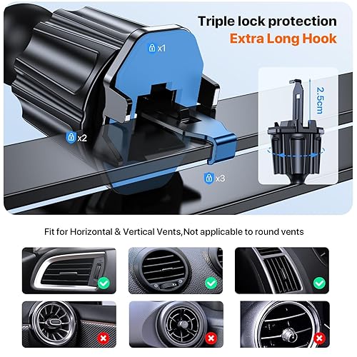 Miracase Phone Holders for Your Car with Metal Hook Clip, Air Vent