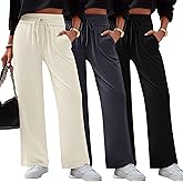 Neer 3 Pack Women's Lounge Pants Wide Leg Yoga Sweatpants with Pockets High Waisted Drawstring Lounge Loose Workout Jogger