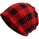 DOCILA Slouchy Beanie for Women Fashion Print Daily Cotton Skull Cap Cozy Stretch Soft Stocking Caps for Winter Fall Spring