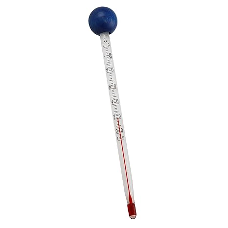 Tee Tassen Thermometer Glas mit Holzkugel blau Teetassenthermometer Temperaturbereich bis 110 °C Teewasser, Wasser, Glastherm