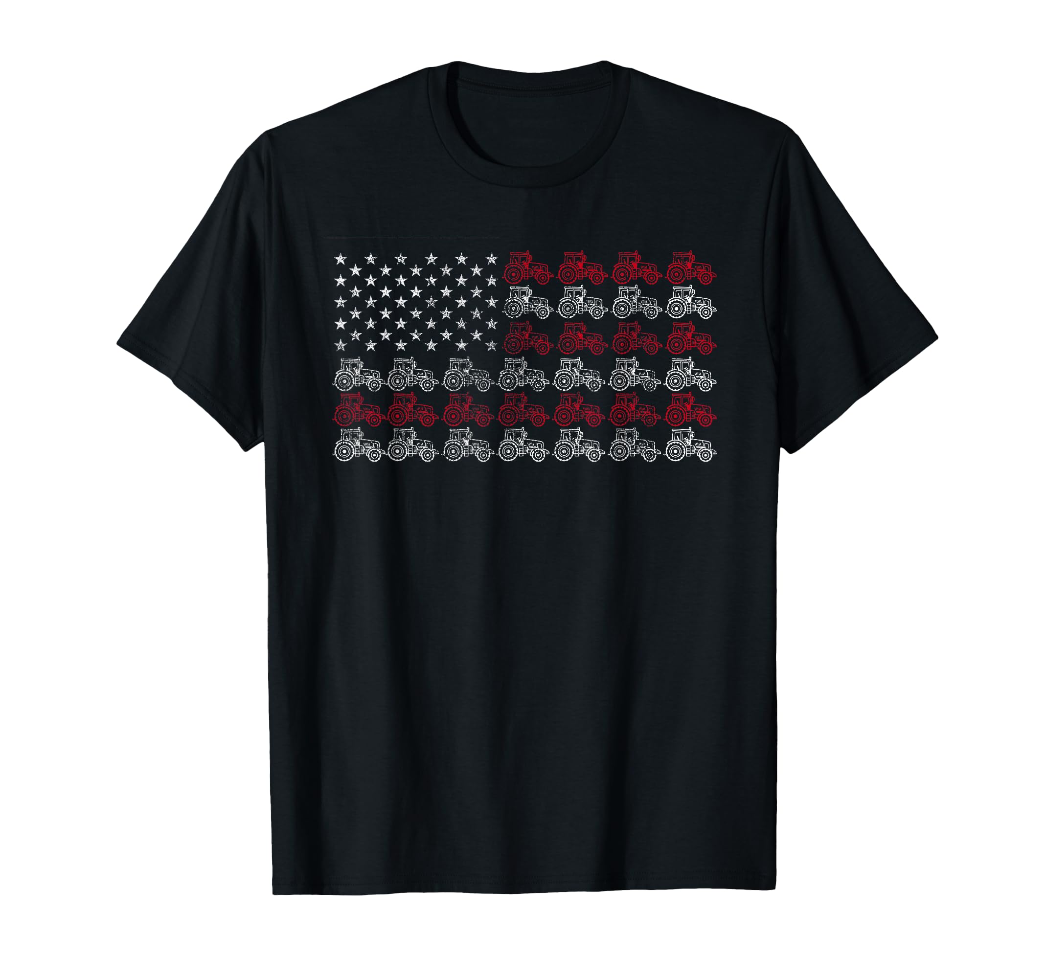 Proud Patriotic Freedom Designs Tractor American Flag Farmer T-Shirt - Unisex-Adults/Kids, Black, Short Sleeve, Small