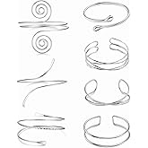 LOREMOW 7Pcs Upper Arm Cuff for Women Gold Silver Open Arm Cuff Bracelets Adjustable Armlet Armband Minimalist Coil Swirl Arm Cuff Bracelet Jewelry