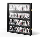 Flocey 24 Graded Sports Card Display Case - Baseball Card Display Frame Lockable for, Football, Basketball, Hockey & Trading Cards - UV Protection & Clear Acrylic, Black