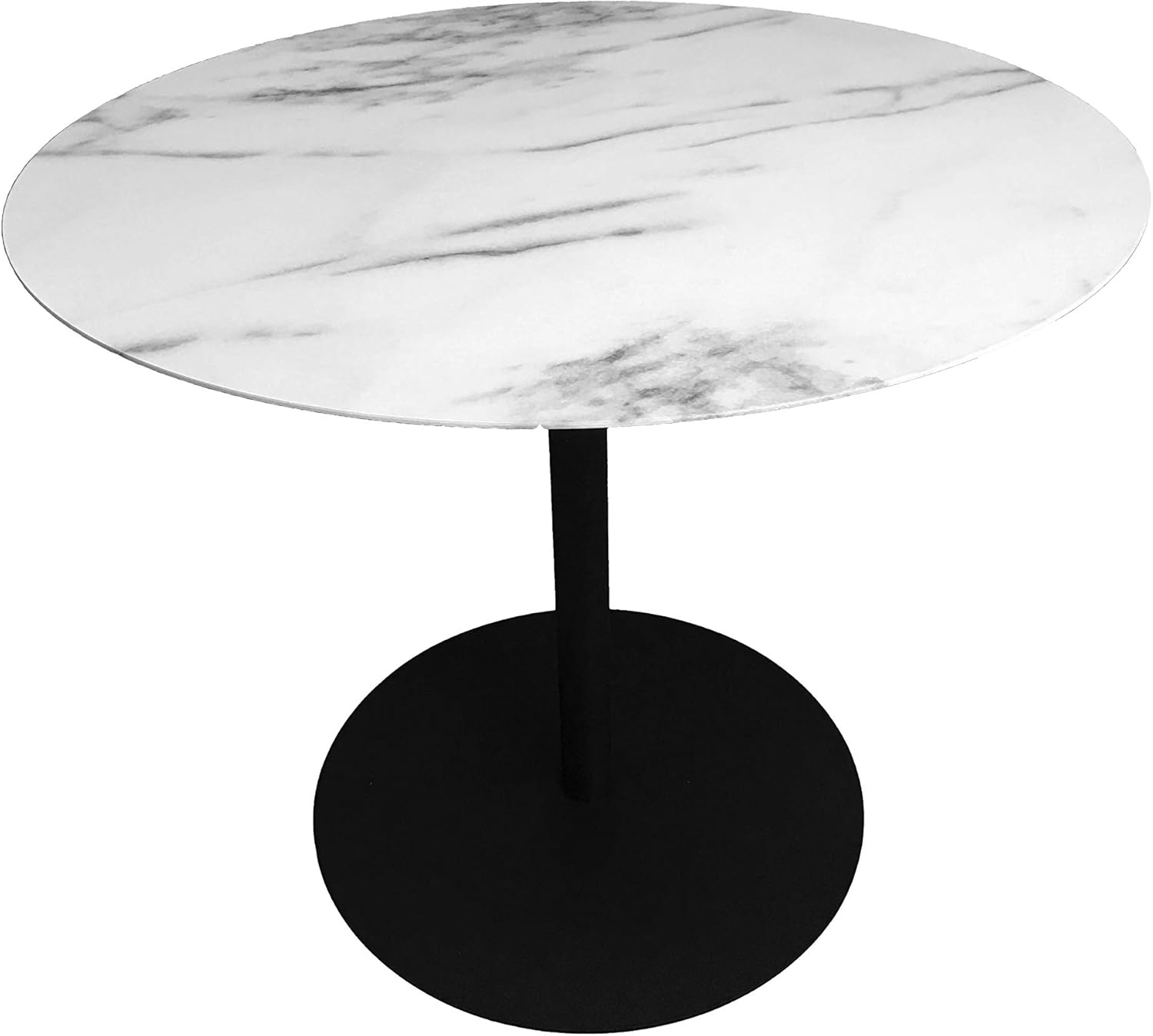 Leisure Space 3-pcs Round Metal Coffee Table Set with Marble Finish Table Top and Black Powder Coating Finish Frame(16"/18"/20"): Kitchen & Dining