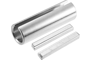 Partuto 1 Set 3/4" to 1" Universal Crank Shaft Sleeve Adapter - Car Gas Engine Pulley Crank Shaft Sleeve Adapter with Step Key - Metal Silver Tone