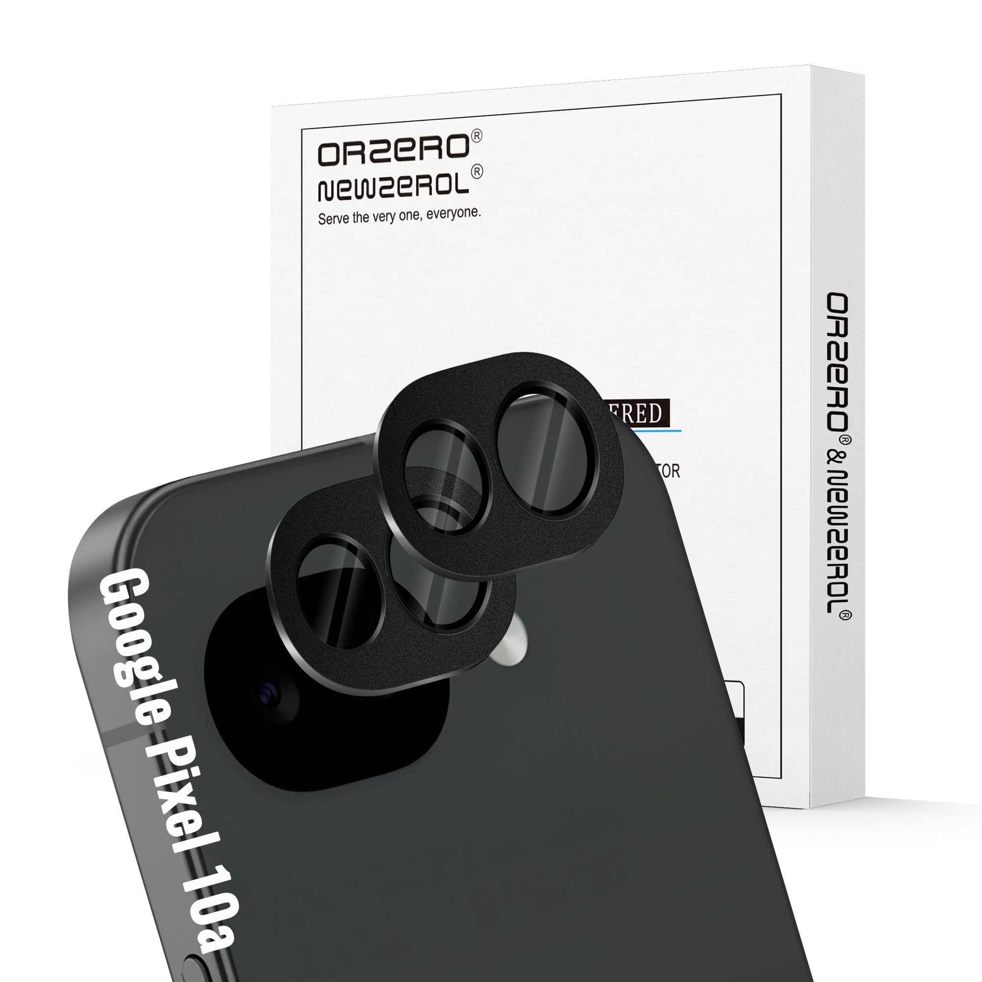 Orzero (2 Pack Camera Lens Protector Compatible for Google Pixel 10a, Protector de Cámera Premium Metal and Glass Precise Camera Cutouts High Definition Anti-Scratch - Black