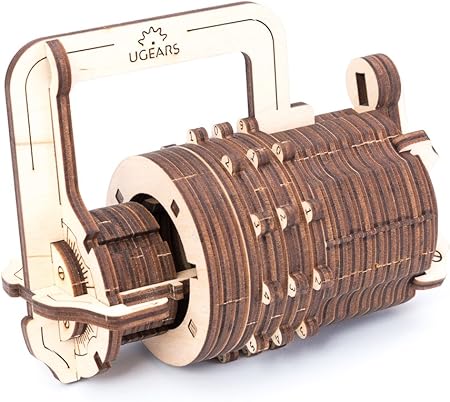 UGEARS Combination Lock � The Da Vinci Code Inspired Cryptex Lock - Mechanical 3D DIY Educational Wooden Puzzles � Creative Birthday Gift for Children and Adults | Lock Puzzles for Adults