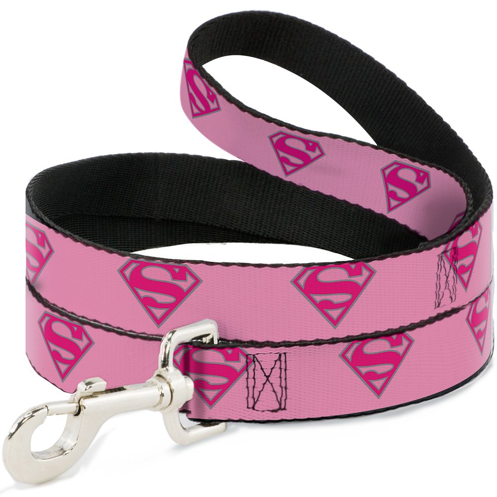 Buckle Down "Superman Shield Pink Dog Leash, 4'