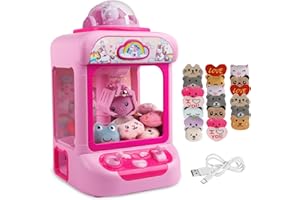 TingingYuli Claw Machine for Kids,Unicorn Mini Vending Machines Candy Grabber Prize Dispenser Toys for Girls,Electronic Arcade Game with 20 Mini Plush Toys for Christmas Easter Birthday Gifts