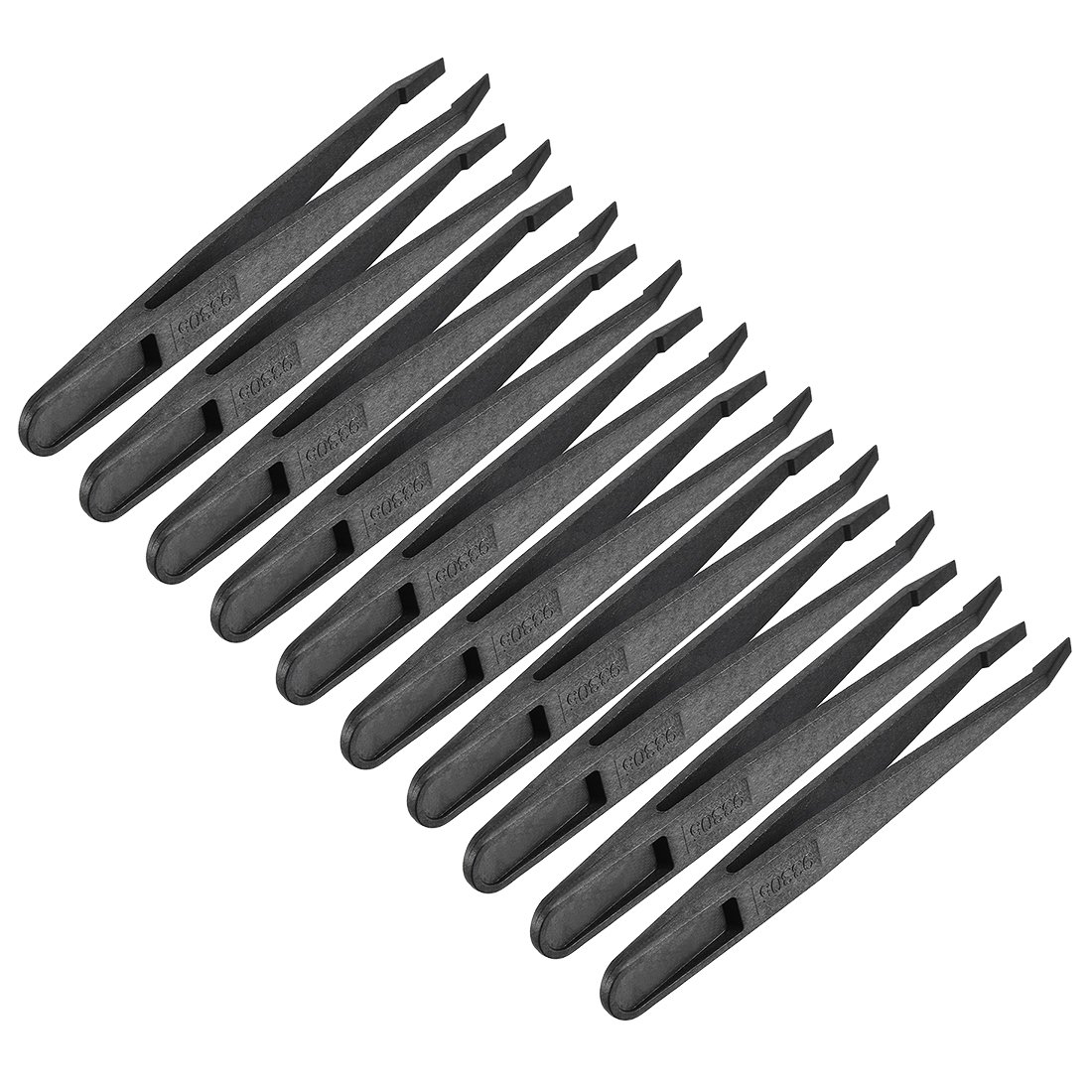 Sourcingmap Plastic Anti-Static Tweezers, Precision Slant Tip for Jewelry Craft DIY Beauty Electronics Repair Tool Black 10 Pcs