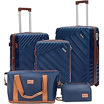 Rosamo 5 Piece Luggage Set Expandable Suitcase 22x14x9 Airline