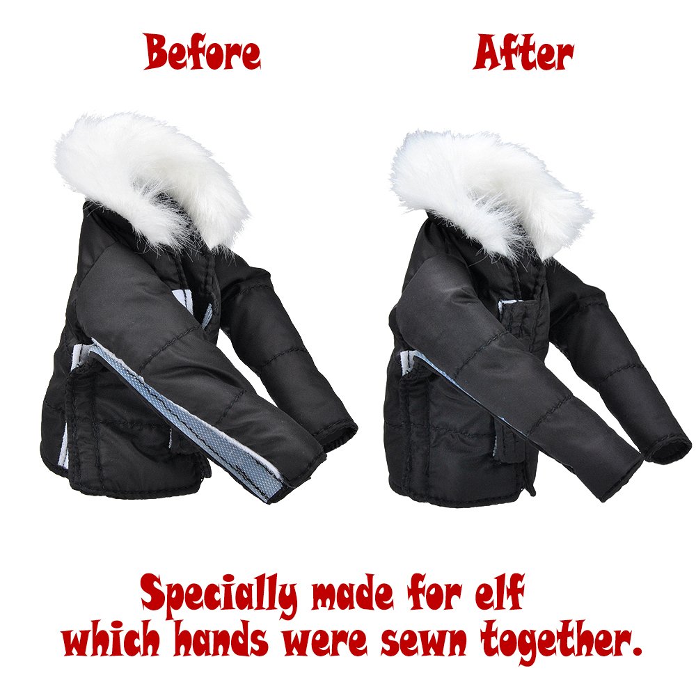 E-TING Santa Clothing Black Down Coat Christmas Accessories for elf Doll