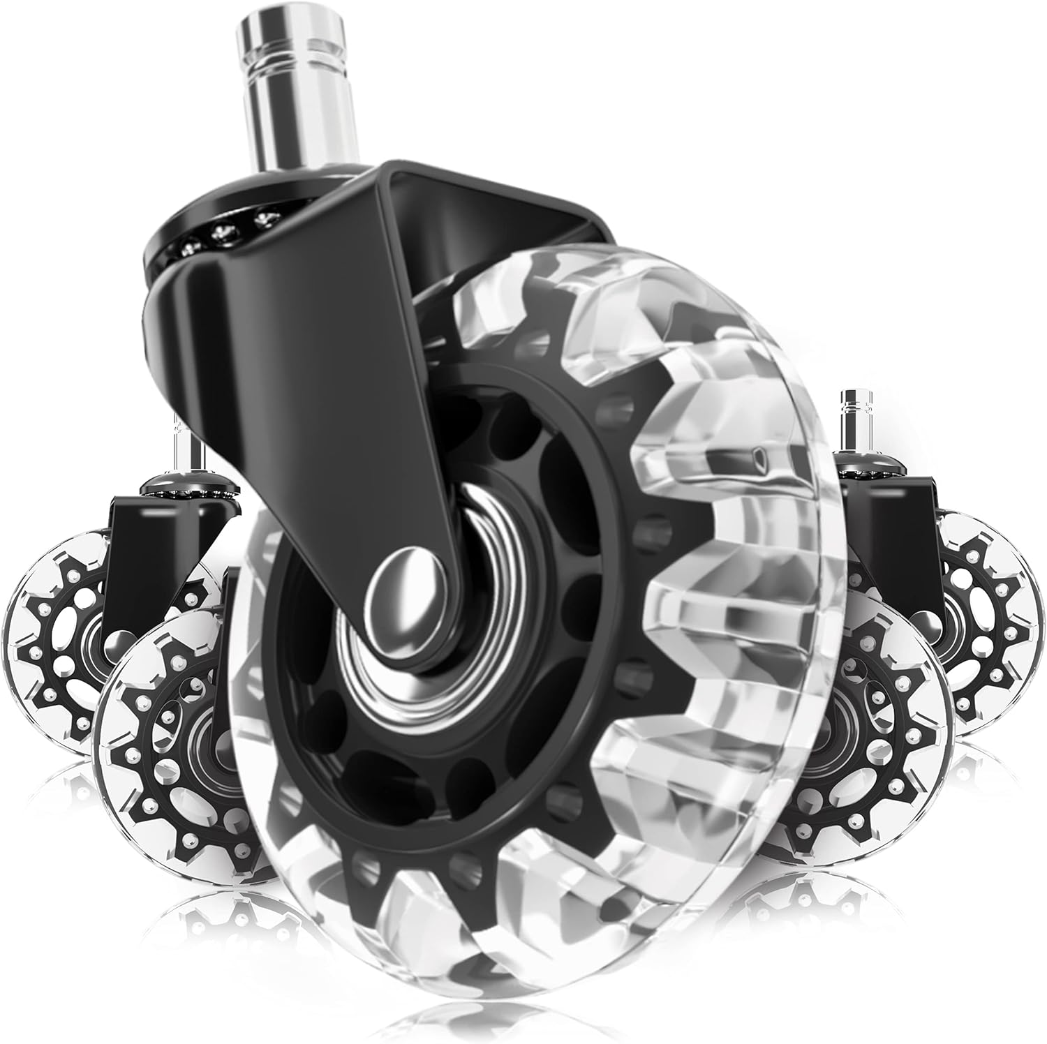 Office Chair Wheels Replacement Rubber Chair casters for Hardwood Floors and Carpet, Set of 5, Heavy Duty Office Chair Desk casters for Chairs to Replace Office Chair mats - Universal fit : Office Products