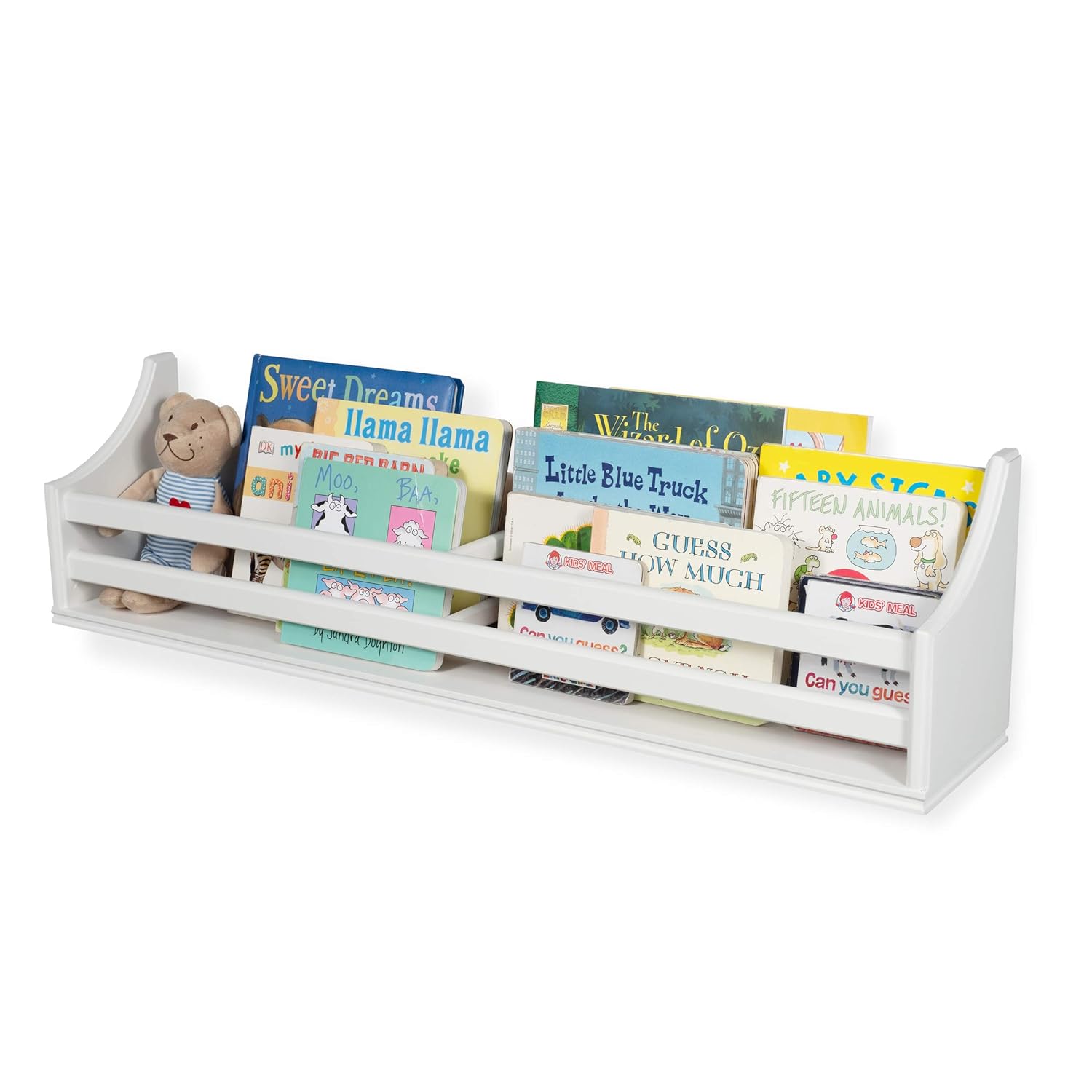 white nursery wall bookshelf