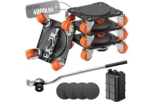 EZ 2MOVE Furniture Movers with Parking Lock, 10-Wheel & 8-Wheel Dual-Wheel Caster Dollies, Heavy Duty Square Dolly Set with F