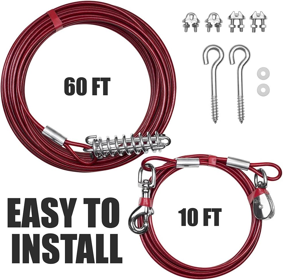 BV Pet 60 Feet Trolley for Dog up to 125 Pound with 10 Feet Runner Cable : Pet Supplies