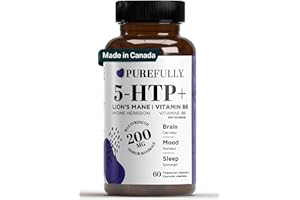 PUREFULLY 5-HTP Double Strength 200mg Per Capsule + Cofactor Vitamin B6 & Lion’s Mane | Pure Griffonia Simlicifolia Extract |