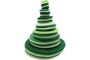Playfully Ever After Green, Dark Green, Light Green & White Craft Felt Circles (Mixed Size Pack - 56pc)