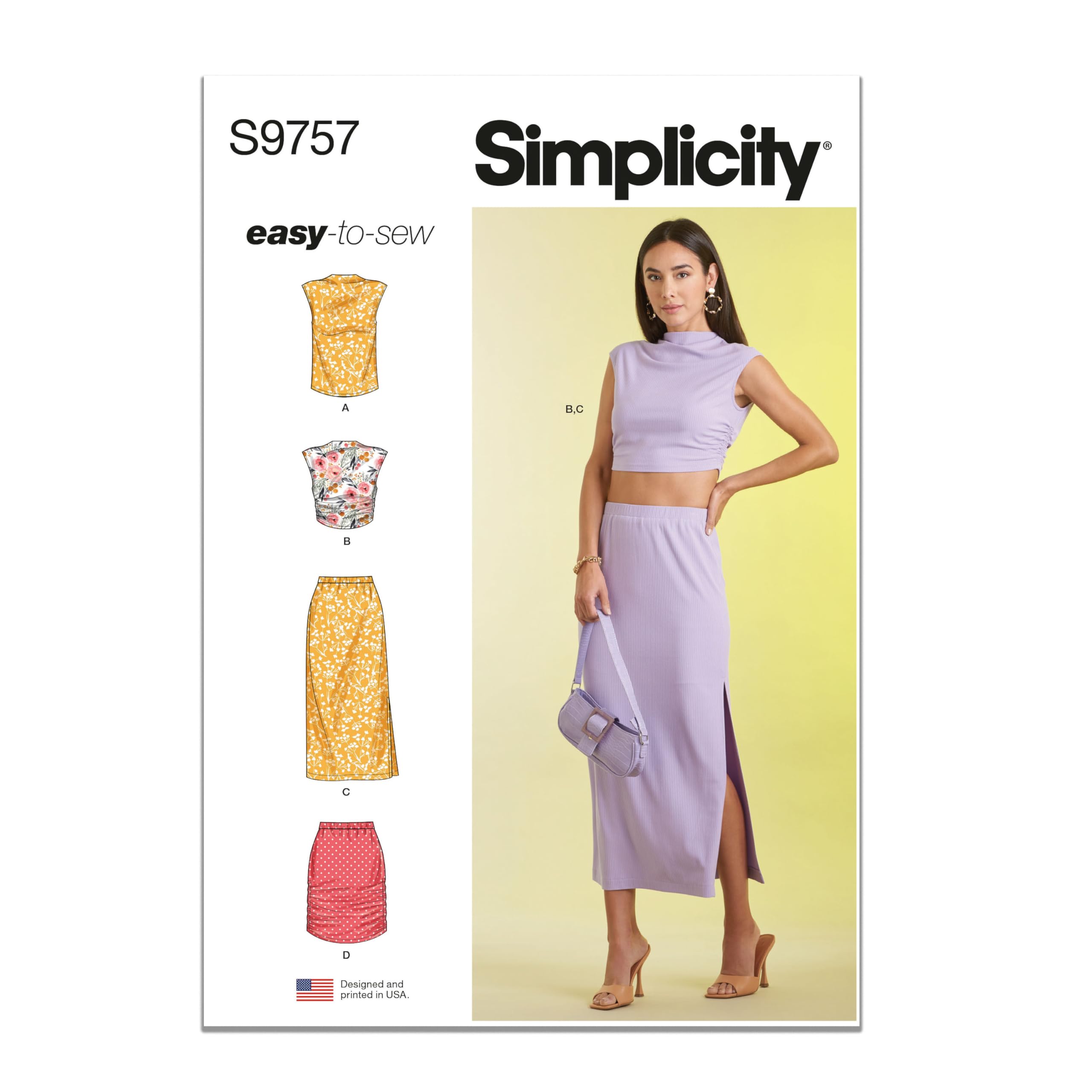 SIMPLICITY SS9757A Misses' Knit Top and Skirt in Two Lengths A (S-M-L-XL-XXL)
