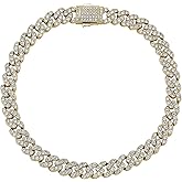 TOPGRILLZ Gold Anklets for Women Cuban Link Anklets Iced out Faux Diamond Chunky Ankle Bracelets 8mm 14K Gold Silver Plated Minimalist Fashion Foot Jewelry