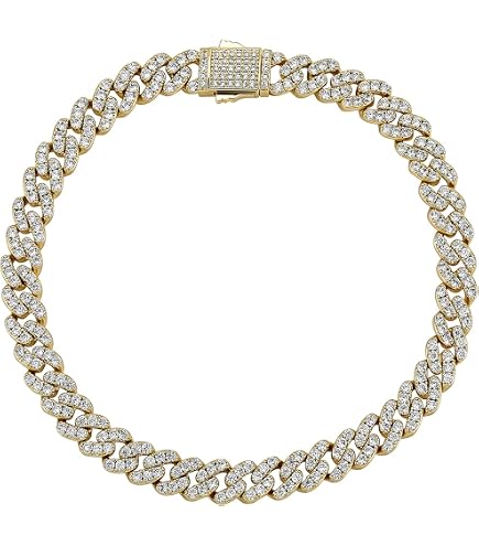 Amazon.com: kelistom Cuban Link Iced Out Rhinestone Filled Chain