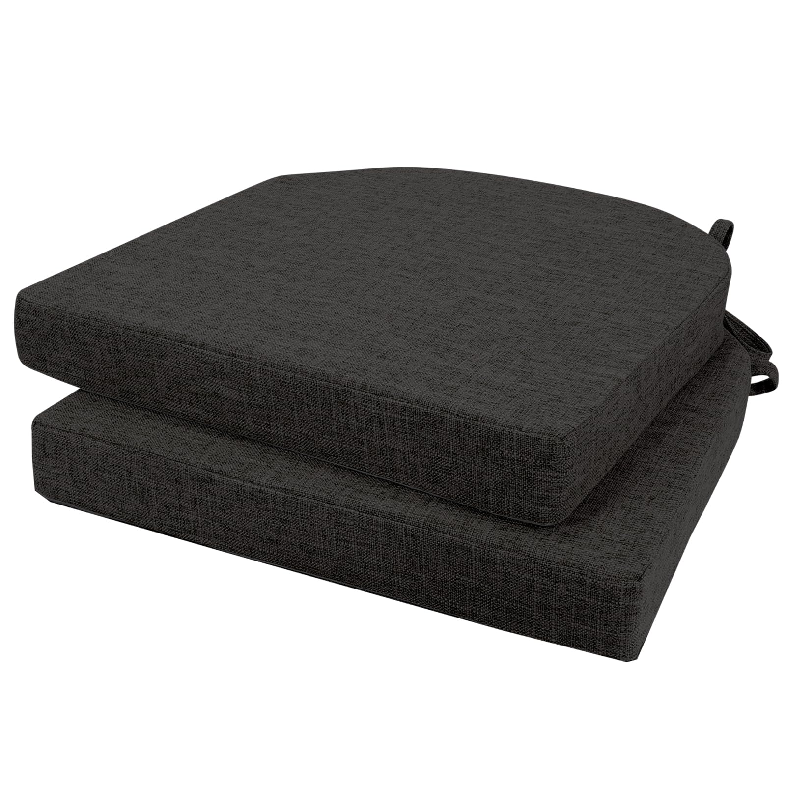 Photo 1 of YUNLUYE D-Shaped Chair Cushions, 2" Thick Dining Chair Pads Machine-Washable, Seat Cushions for Chair 16" x 16", Set of 2 chairpad-Black