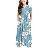 storeofbaby Girls Casual Maxi Floral Dress Long Sleeve Holiday Dresses with Pockets