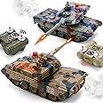 ROGALALY RC Tank Set, 1/24 Scale Army Battle Tanks with Life Indicators and Spray, 35 Mins Playtime Remote Control Military Toys, Set of 2 RC Vehicles for Kids and Adults