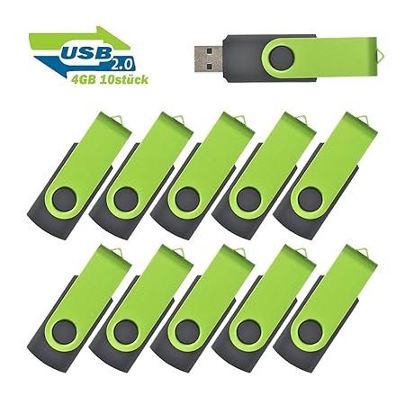 4GB Usb Sticks Einklappbarer USB 2.0 Transmemory Memory Stick, 10 stück Grün