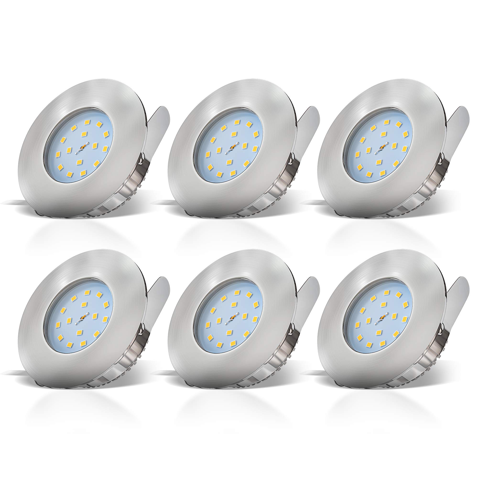 B.K.Licht I LED recessed Bathroom Spotlight I 30 mm Ultra Flat I Incl. 6X 5 W LED Module I IP44 I 6x400 lm I Warm White Light Color I Bathroom Ceiling spot I recessed spot