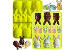 2 Pack Easter Egg Molds Silicone, 3D Easter Bunny Egg Mold for Chocolate Candy Baking Cupcake Jello Soap Ice Cube Candles