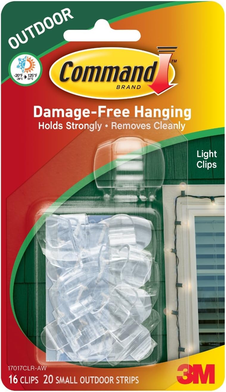 Command Outdoor Light Clips Clear 10-Clips for Exterior Surfaces