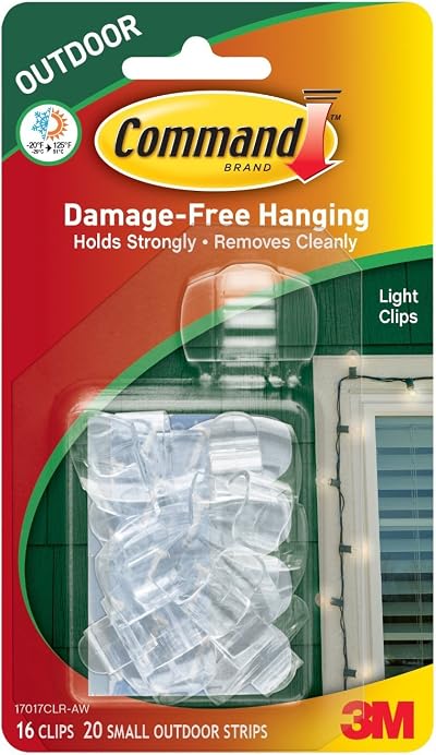 Command Outdoor Light Clips Clear 10-Clips for Exterior Surfaces