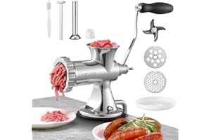 VEVOR Manual Meat Grinder, 304 Stainless Steel Hand Meat Grinder with Suction Cup + Steel Table Clamp, Meat Mincer Sausage Ma