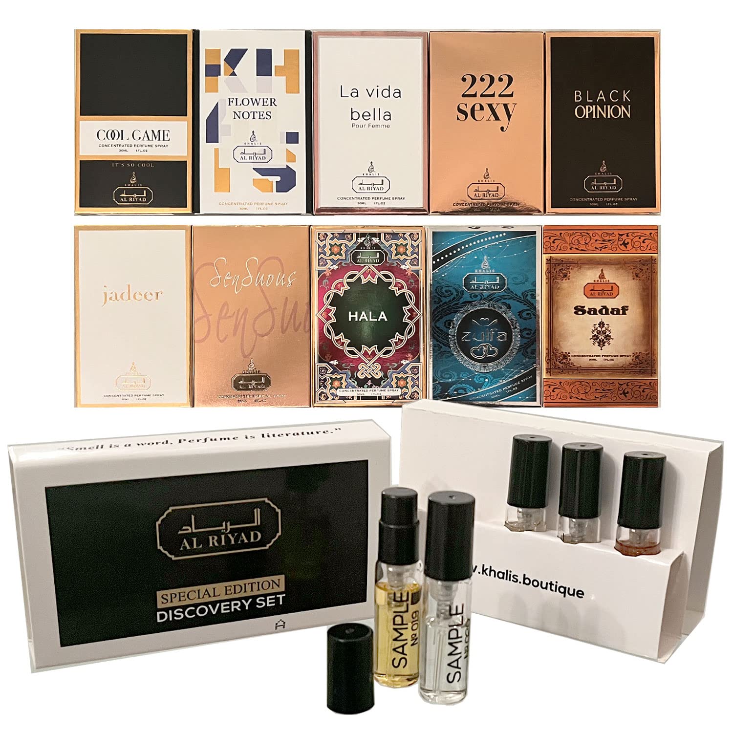 ALRIYAD, Women Spray Perfume Travel Size, Featuring Cool Game Mini, 10 Scents, Fragrance Sampler Gift Set, Natural, Essential Oils, Clean, Vegan and Cruelty Free