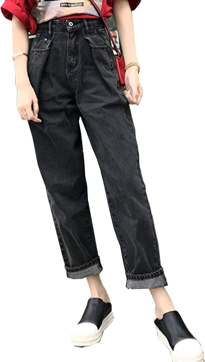 デニムパンツ ハイウエスト ゆったり シルエット 大人 ワイド ストレート デニム レディース ボトムス ジーンズ シンプル カジュアル ジーパン ジーンズ 通販 Amazon