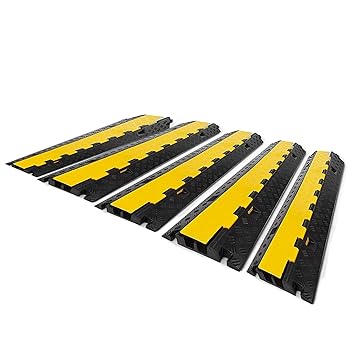 Bestequip 5 Pack Rubber Cable Protector Ramp 2 Channel Heavy Duty 66 000lb Load Capacity Cable Wire Cord Cover Ramp Speed Bump Driveway Hose Cable