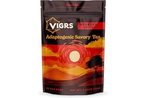 MAYA TEA Vigrs Sipping Broth Adaptogenic Herbal Steep Sachets with Savory Seasonings, Berbere Spice Indian Flavor, Vegan, Keto, Gluten Free, Intermittent Fasting, and Natural, Pack of 12