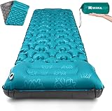 AKSOUL Camping Self-inflating Sleeping Mat 10cm Thick with Pillow Peacock Blue
