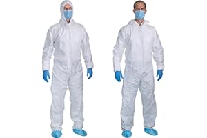 PENTAGON SAFETY EQUIPMENT 5 Pack Heavy Duty Disposable Coveralls with Hood, Breathable Hazmat Suits